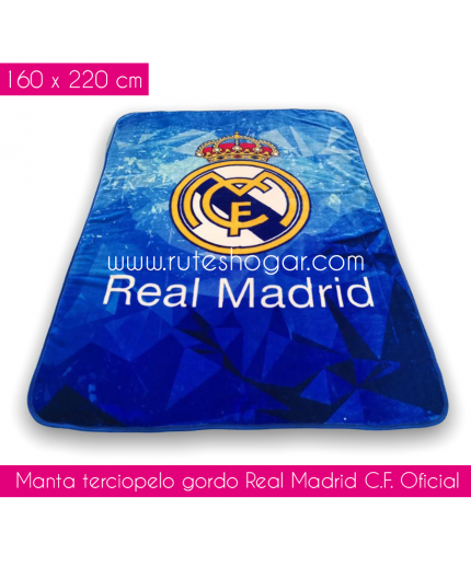 Manta Terciopelo Oficial Real Madrid CF. Medidas 90cm