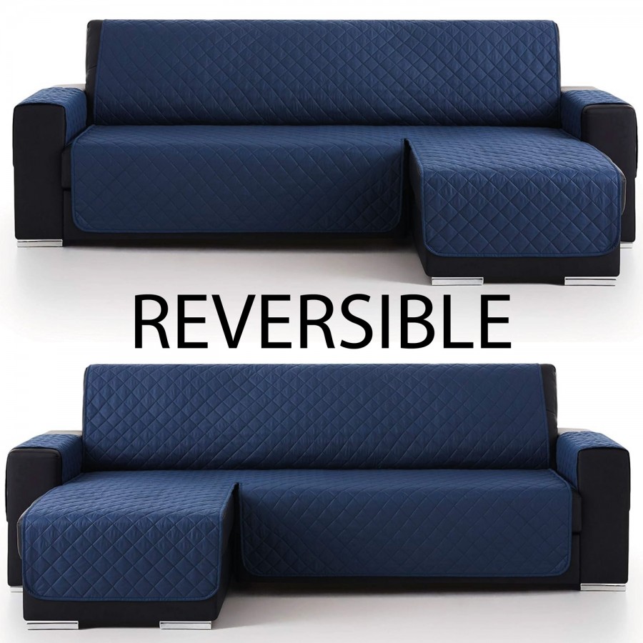 Valentia Home Cubre Sofá Acolchado Reversible Rombo 1 plaza/Relax color  Gris Azul