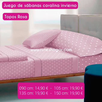 Juego sábanas Coralina Iris Rosa  Casa Textil Calpe - Sábanas de Invierno  - Termicas
